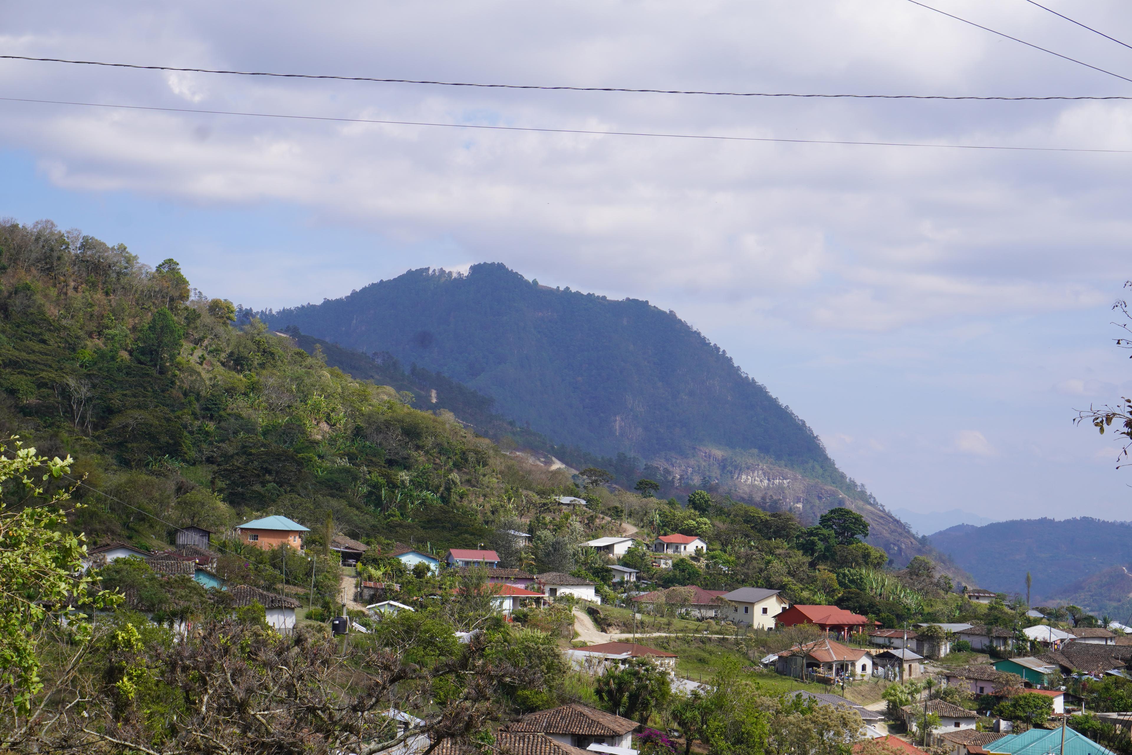 Village and mountain view in a coffee-growing area of Copan, Honduras.